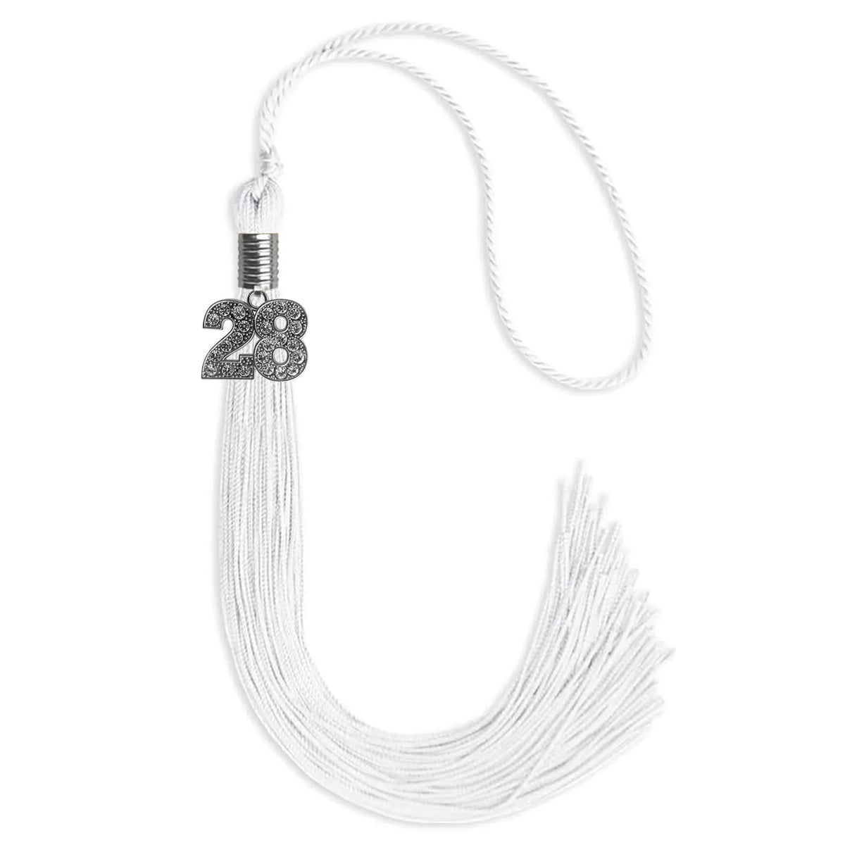 White Graduation Tassel with Silver Bling Charm by Endea Graduation