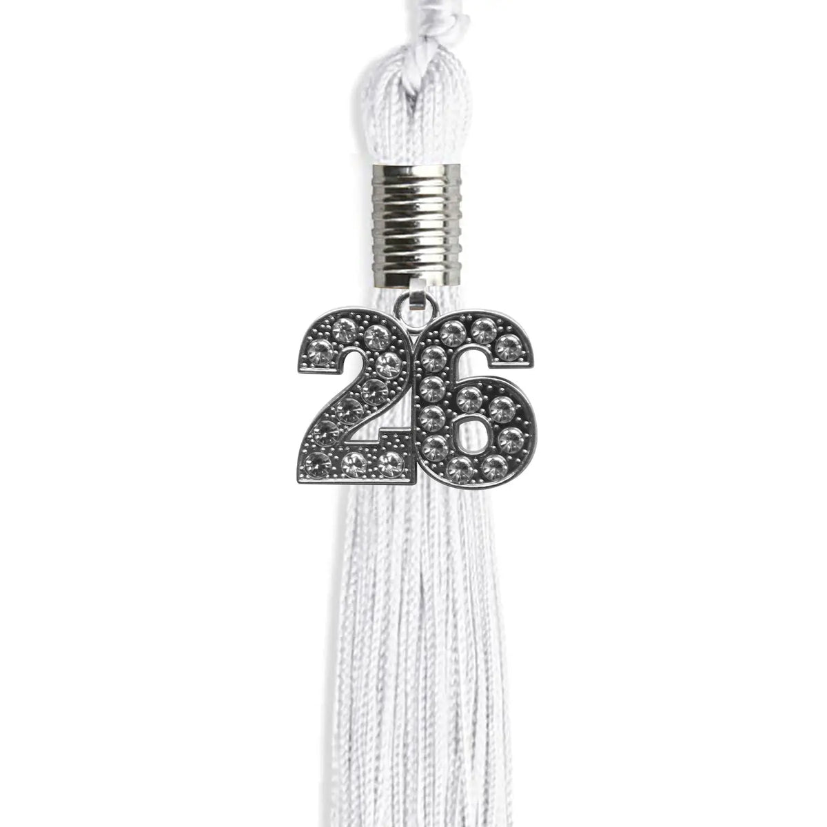White Graduation Tassel with Silver Bling Charm by Endea Graduation