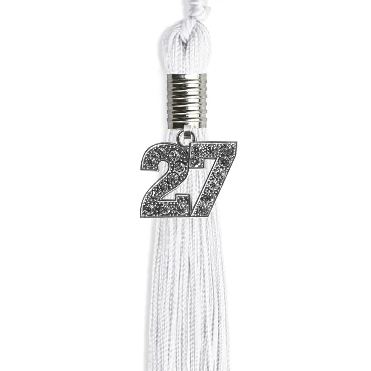 White Graduation Tassel with Silver Bling Charm by Endea Graduation