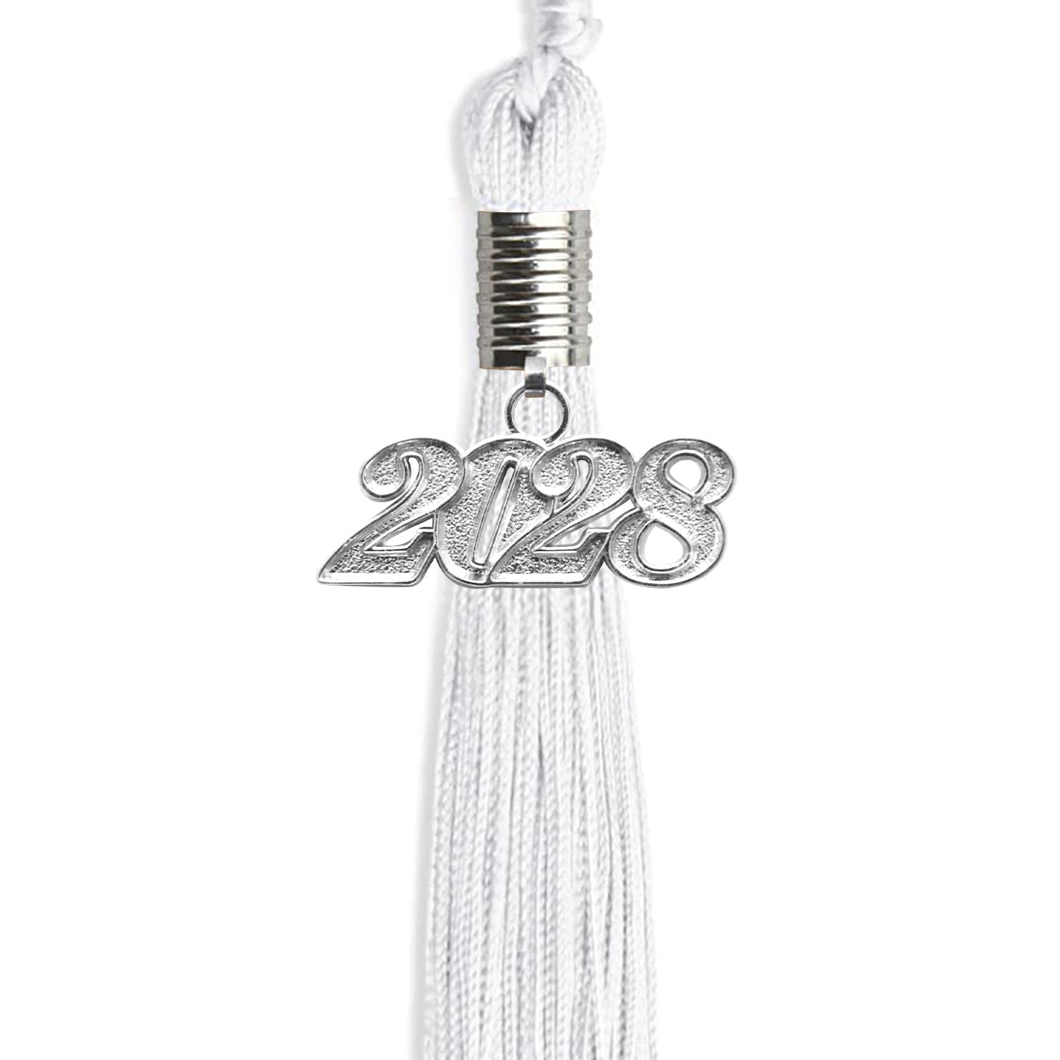 White Graduation Tassel with Silver Date Drop - Endea Graduation