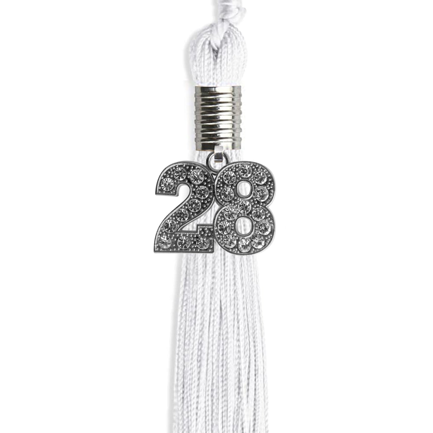 White Graduation Tassel with Silver Date Drop - Endea Graduation