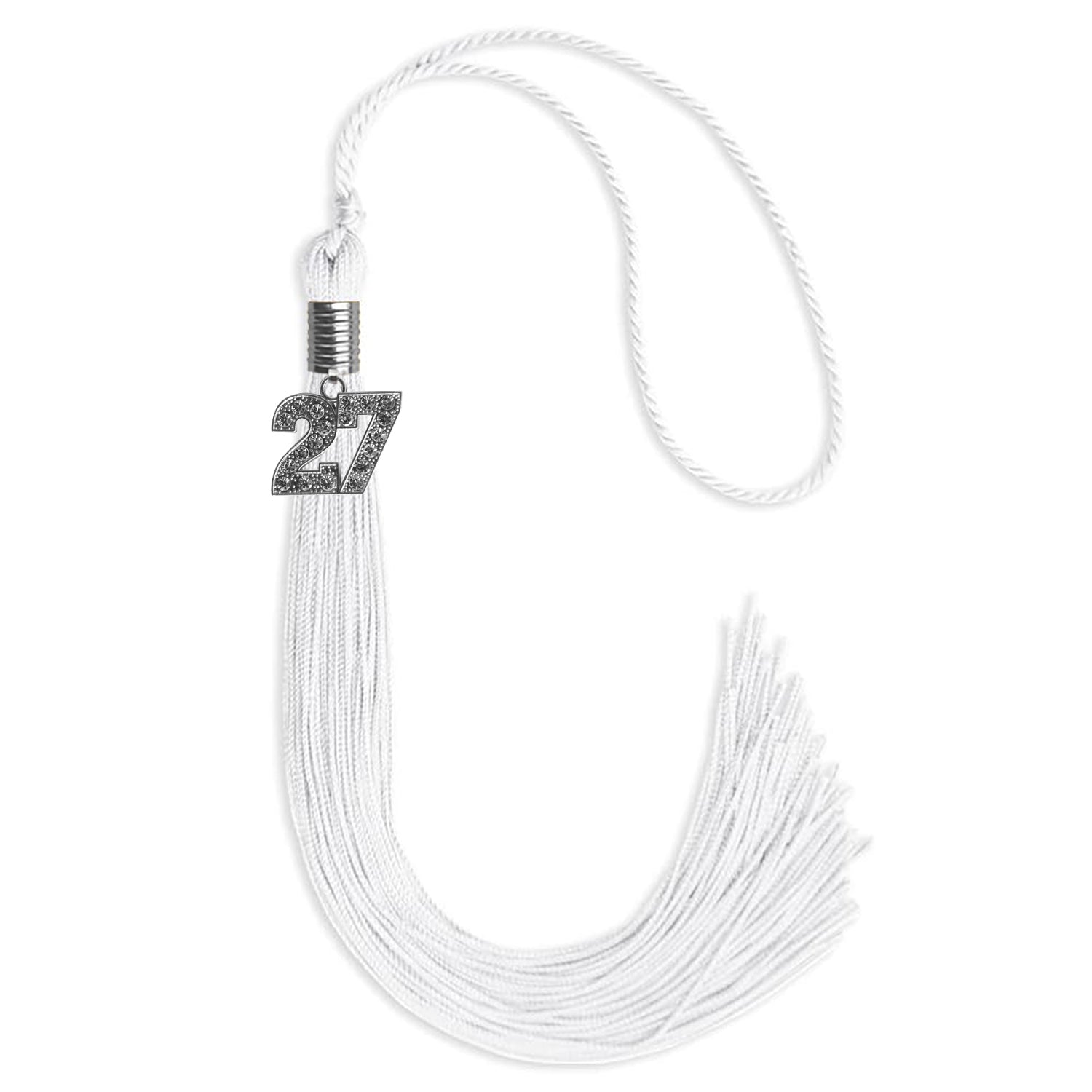 White Graduation Tassel with Silver Date Drop - Endea Graduation