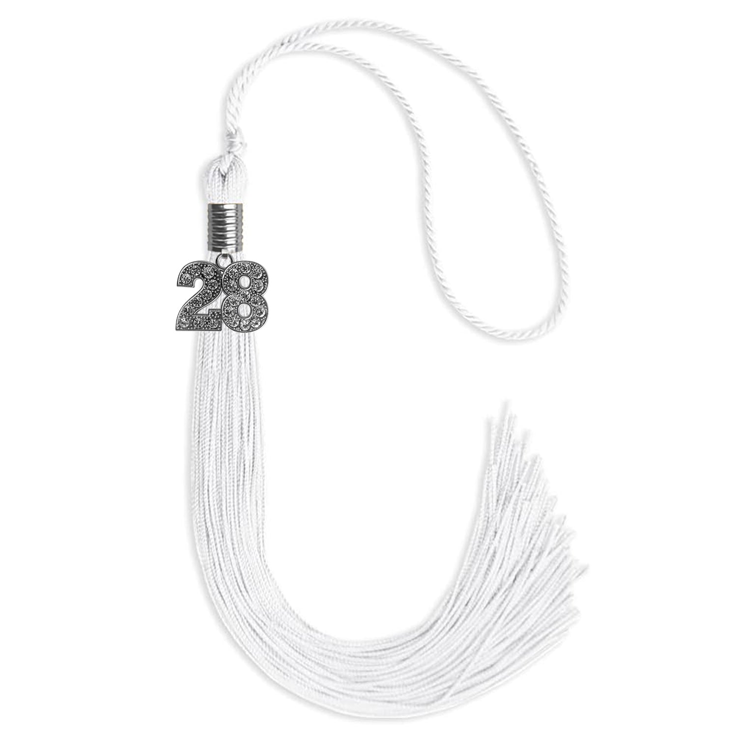 White Graduation Tassel with Silver Date Drop - Endea Graduation