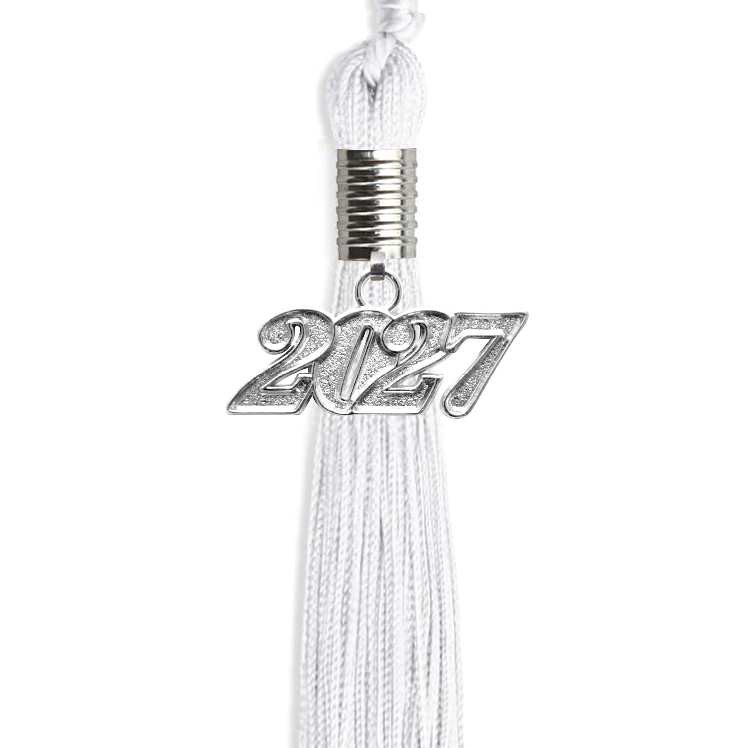 White Graduation Tassel with Silver Date Drop - Endea Graduation