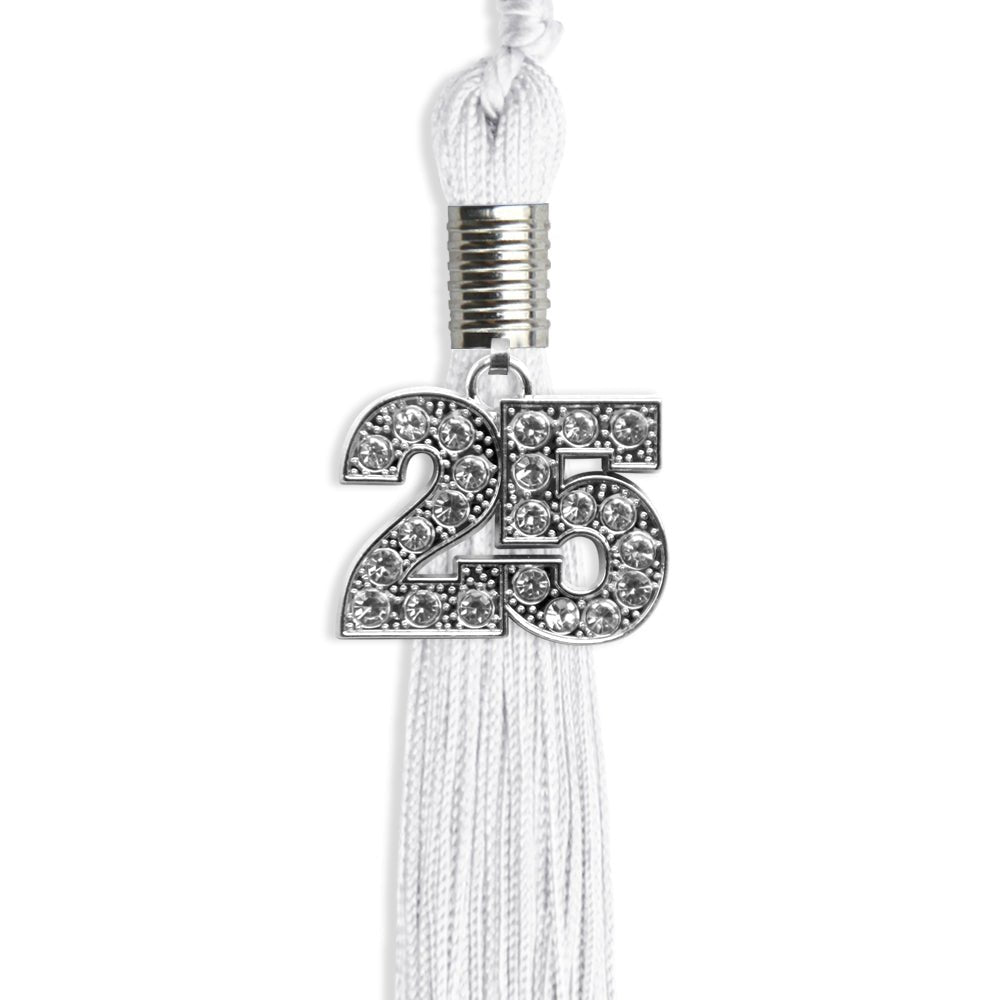 White Graduation Tassel with Silver Date Drop - Endea Graduation