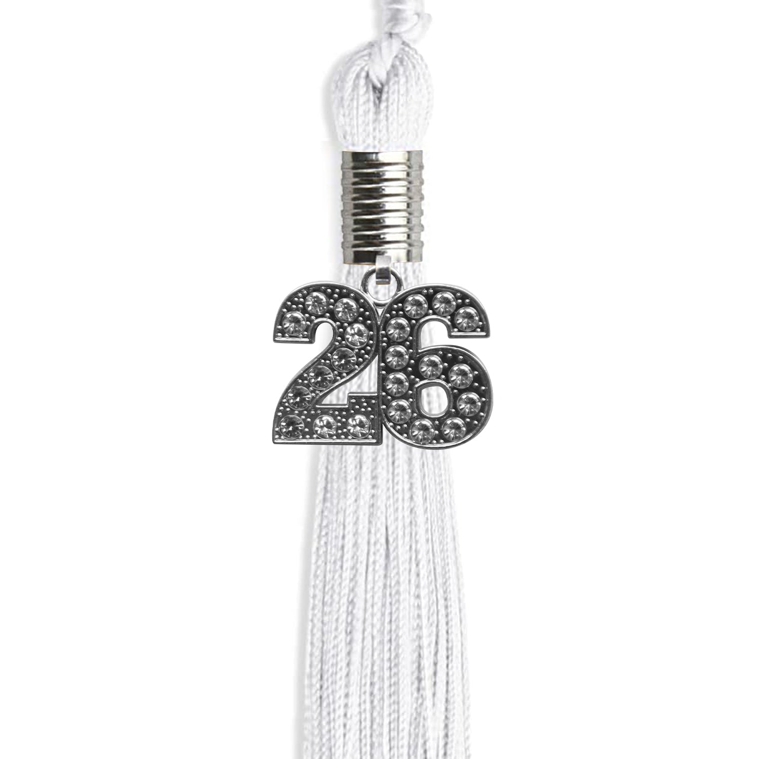 White Graduation Tassel with Silver Date Drop - Endea Graduation