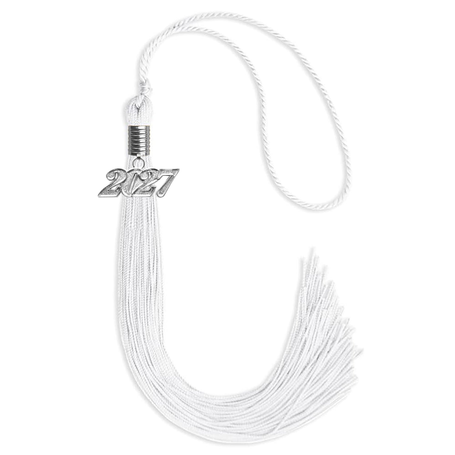 White Graduation Tassel with Silver Date Drop - Endea Graduation