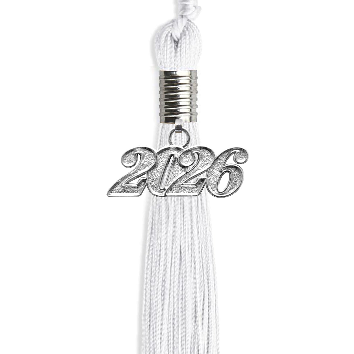 White Graduation Tassel with Silver Date Drop - Endea Graduation