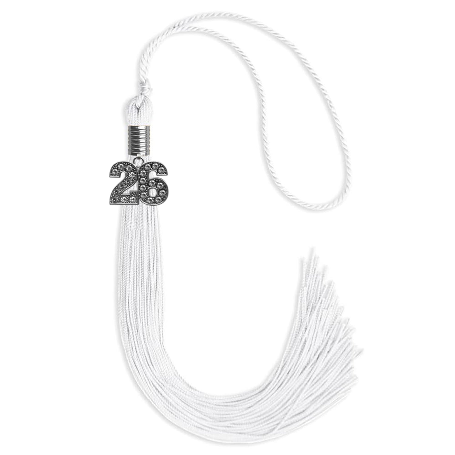 White Graduation Tassel with Silver Date Drop - Endea Graduation