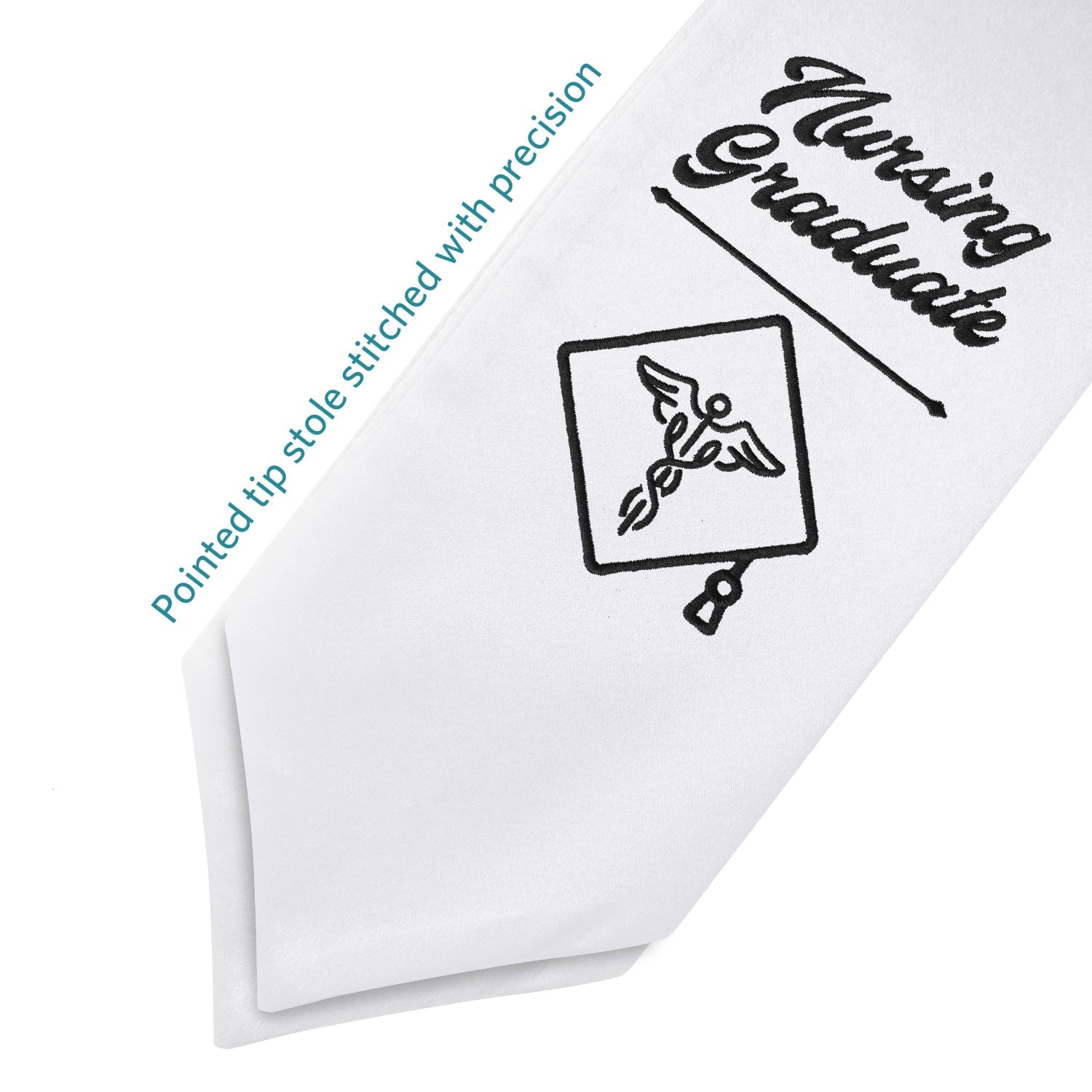 White Nursing Graduate Stole/Sash with Classic Tips
