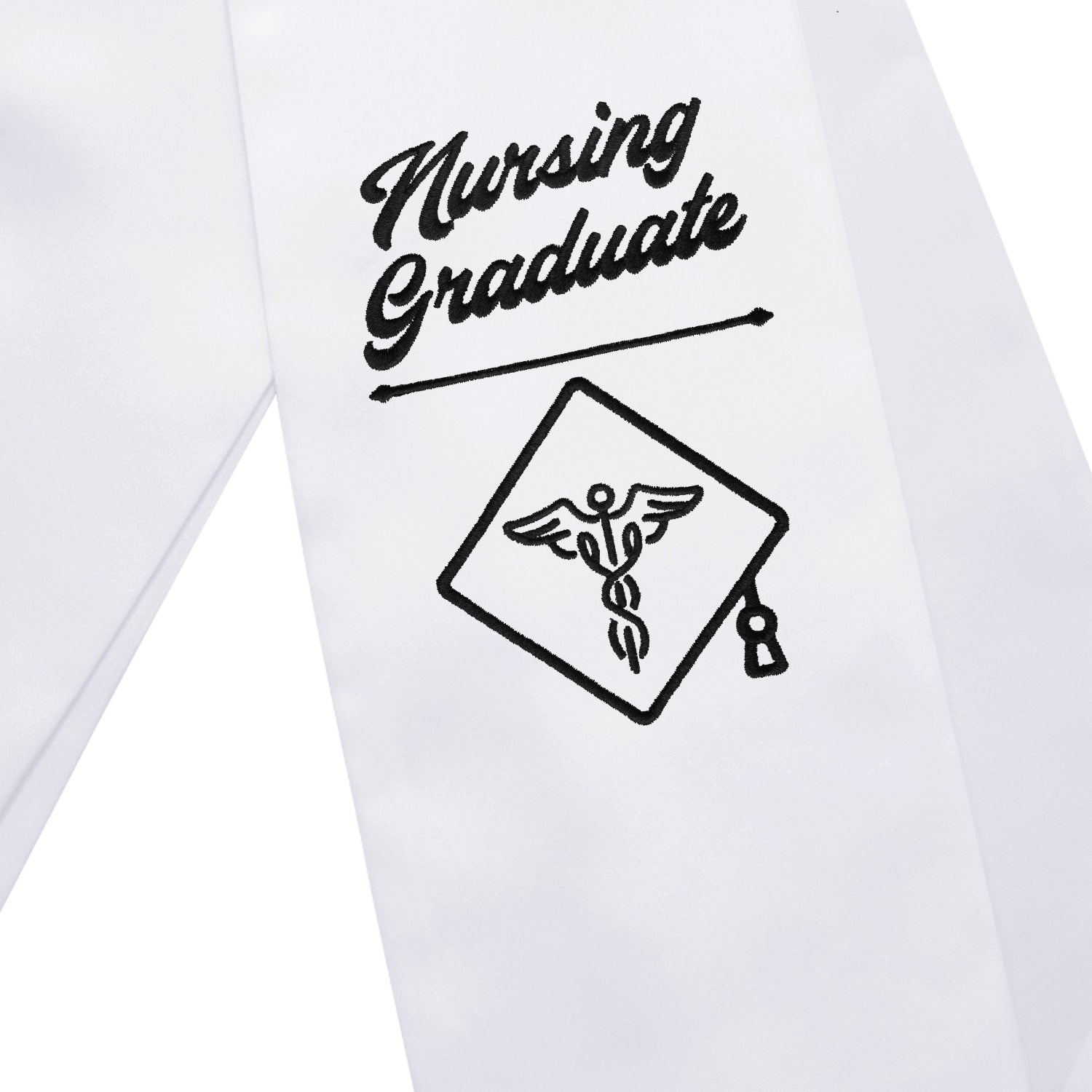 White Nursing Graduate Stole/Sash with Classic Tips