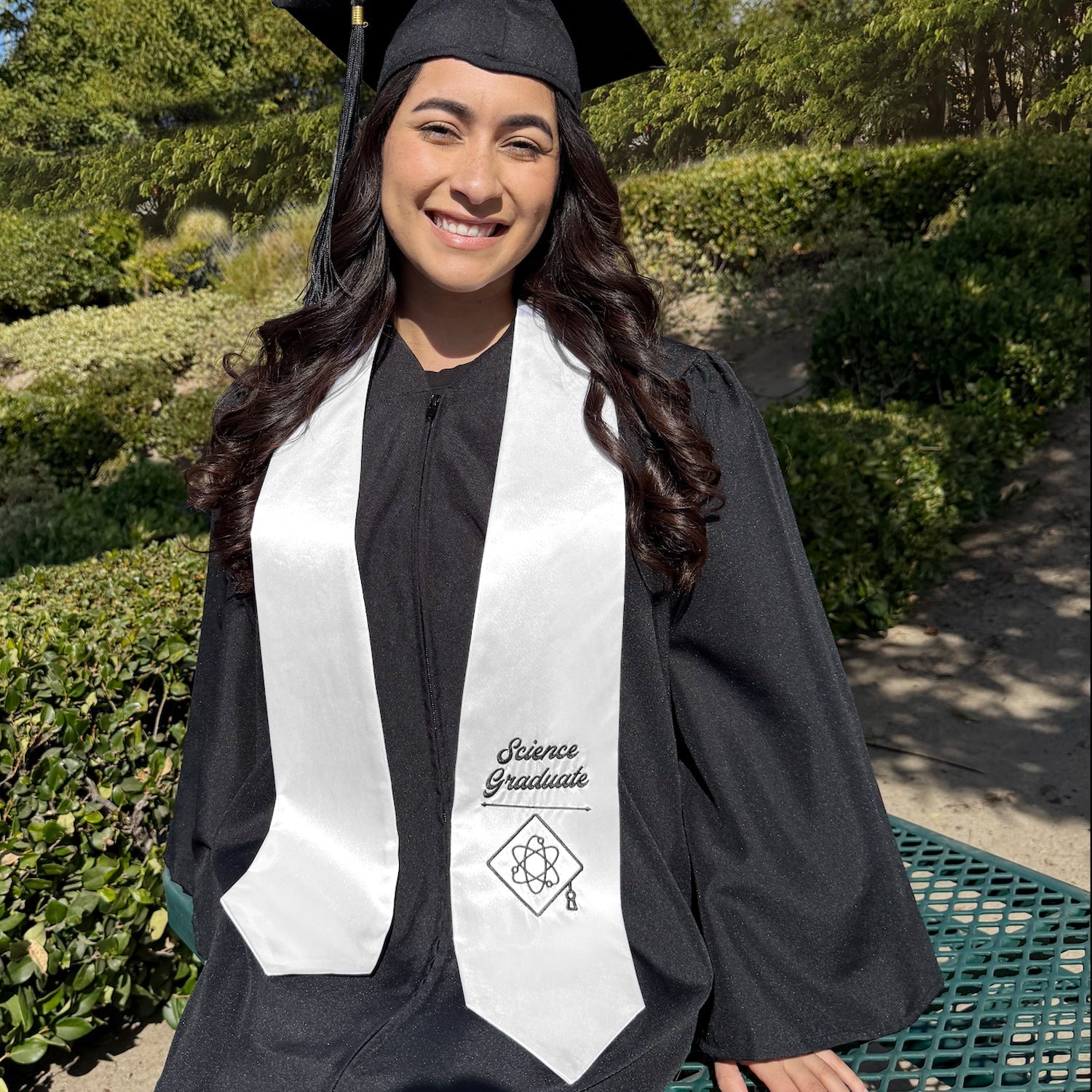 White Science Graduate Stole/Sash with Classic Tips - Endea Graduation