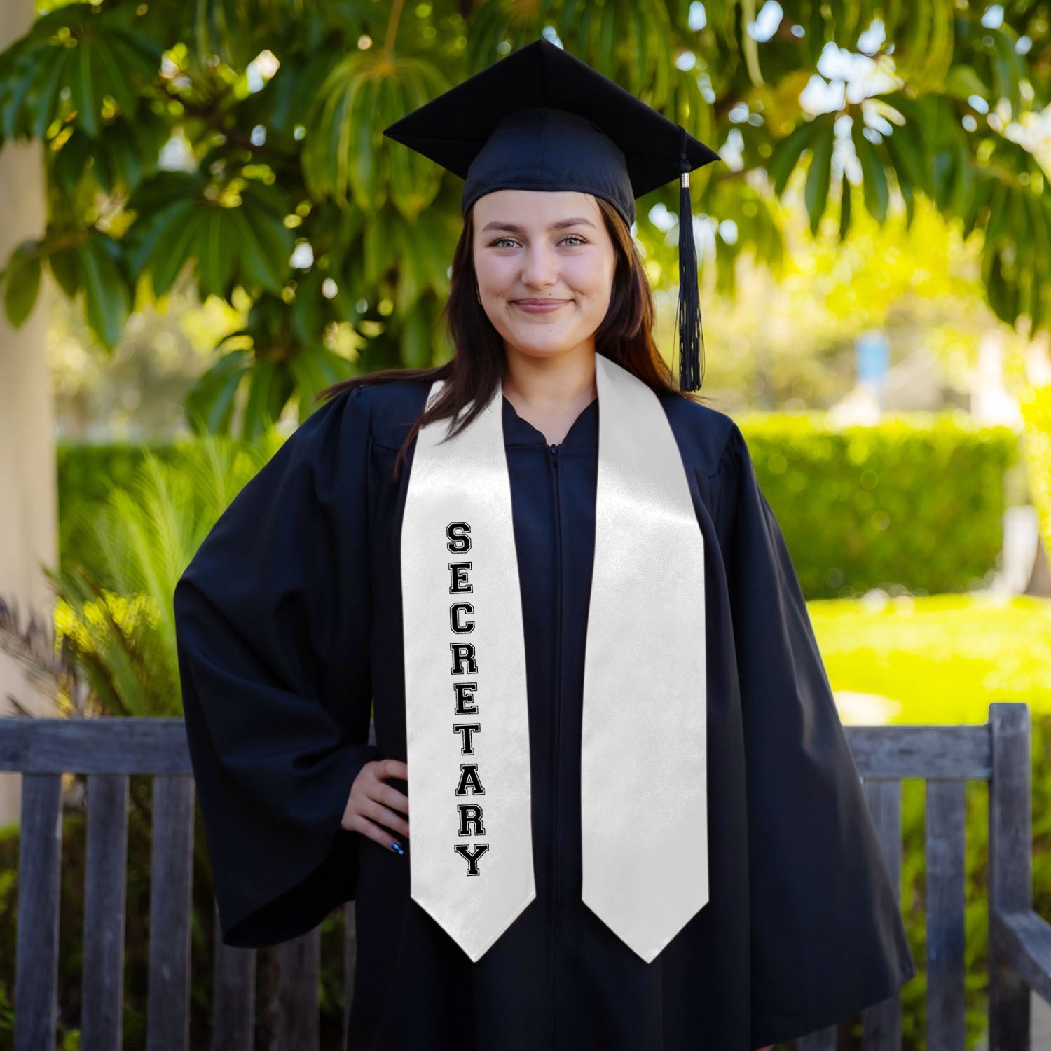 White Secretary Graduation Stole - Endea Graduation
