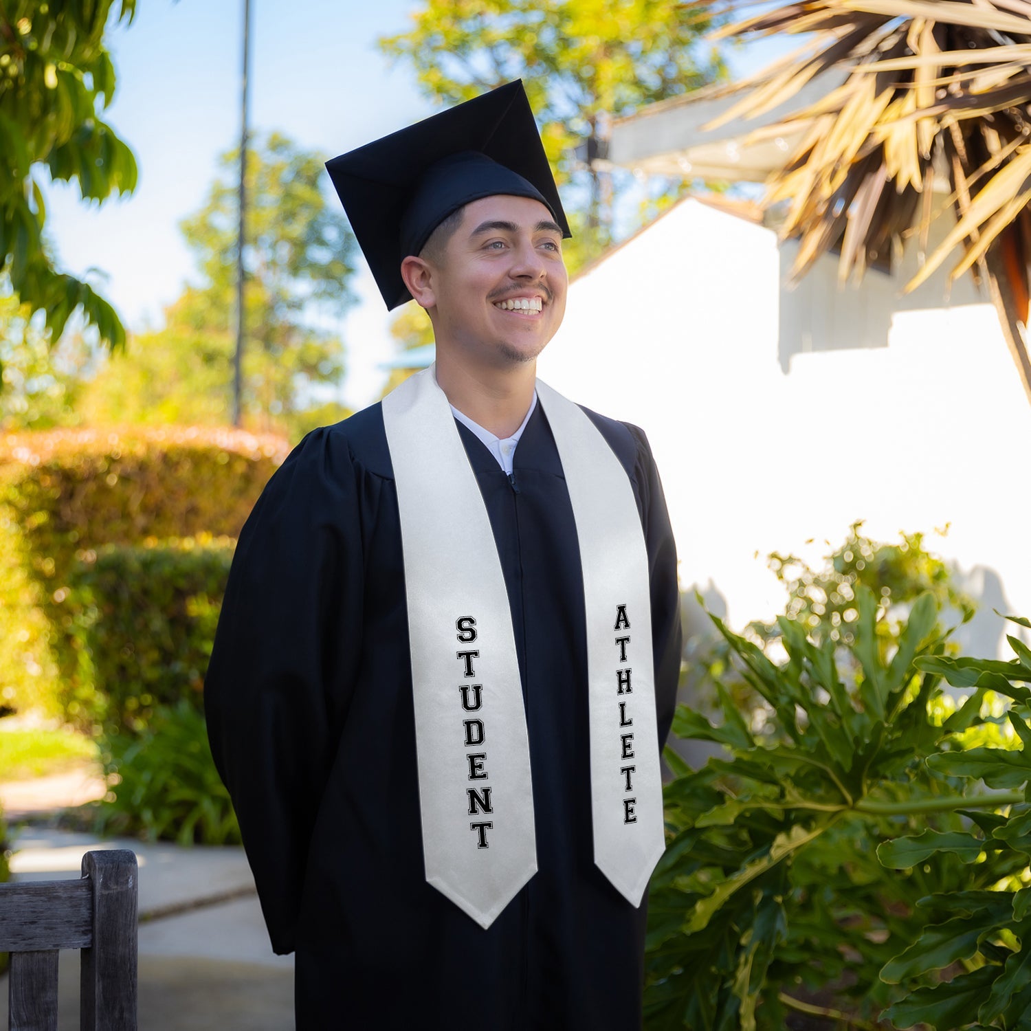 White Student Athlete Graduate Stole/Sash with Classic Tips - Endea Graduation