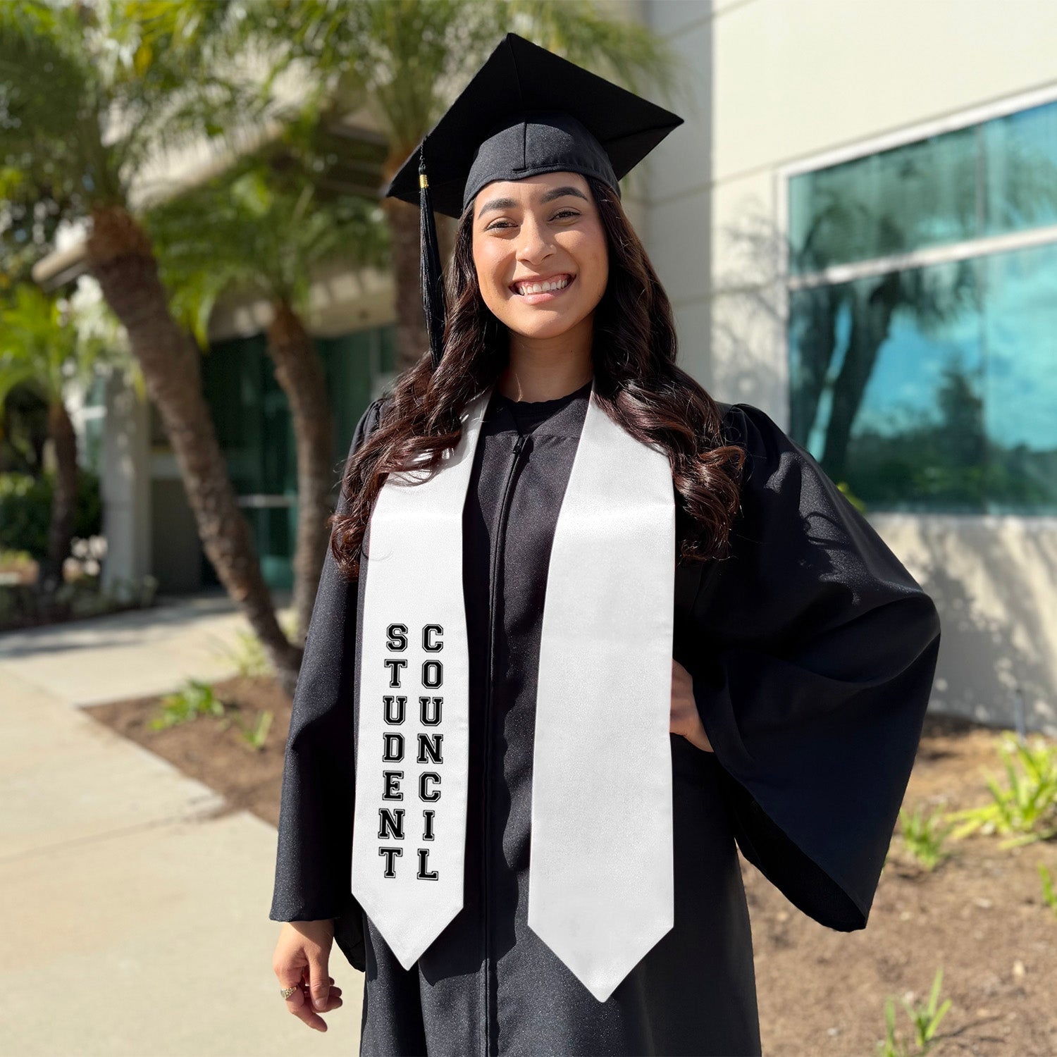 White Student Council Graduation Stole - Endea Graduation