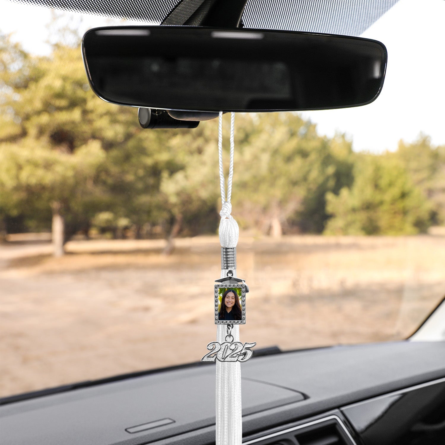 White Tassel with Photo Frame Charm and Year Date Drop - Endea Graduation