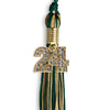 Hunter Green/Antique Gold Mixed Color Graduation Tassel With Gold Date Drop