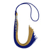 Royal Blue/Antique Gold Graduation Tassel With Silver Stacked Date Drop