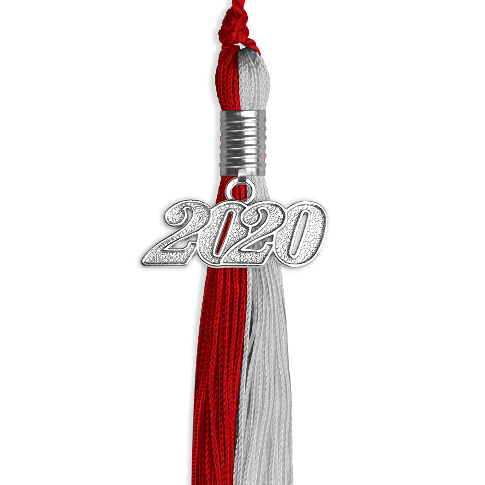 Red/Grey Graduation Tassel With Silver Date Drop - Endea Graduation