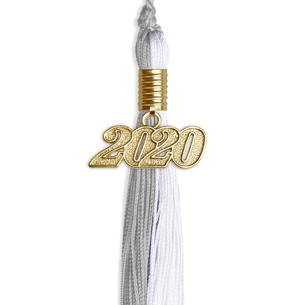 Grey/White Graduation Tassel With Gold Date Drop - Endea Graduation