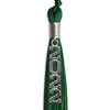 Green Graduation Tassel With Silver Stacked Date Drop