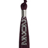 Maroon Graduation Tassel With Silver Stacked Date Drop