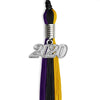 Black/Purple/Gold Graduation Tassel With Silver Date Drop