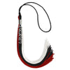 Black/Red/White Graduation Tassel With Silver Stacked Date Drop