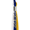 Royal Blue/Gold/White Graduation Tassel With Silver Stacked Date Drop