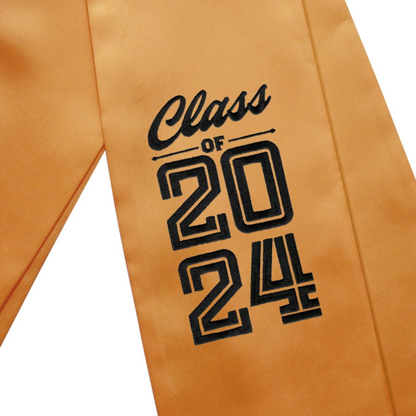 Antique Gold Class of 2024 Graduation Stole/Sash With Classic Tips - Endea Graduation