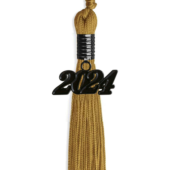 Antique Gold Graduation Tassel With Black Date Drop - Endea Graduation