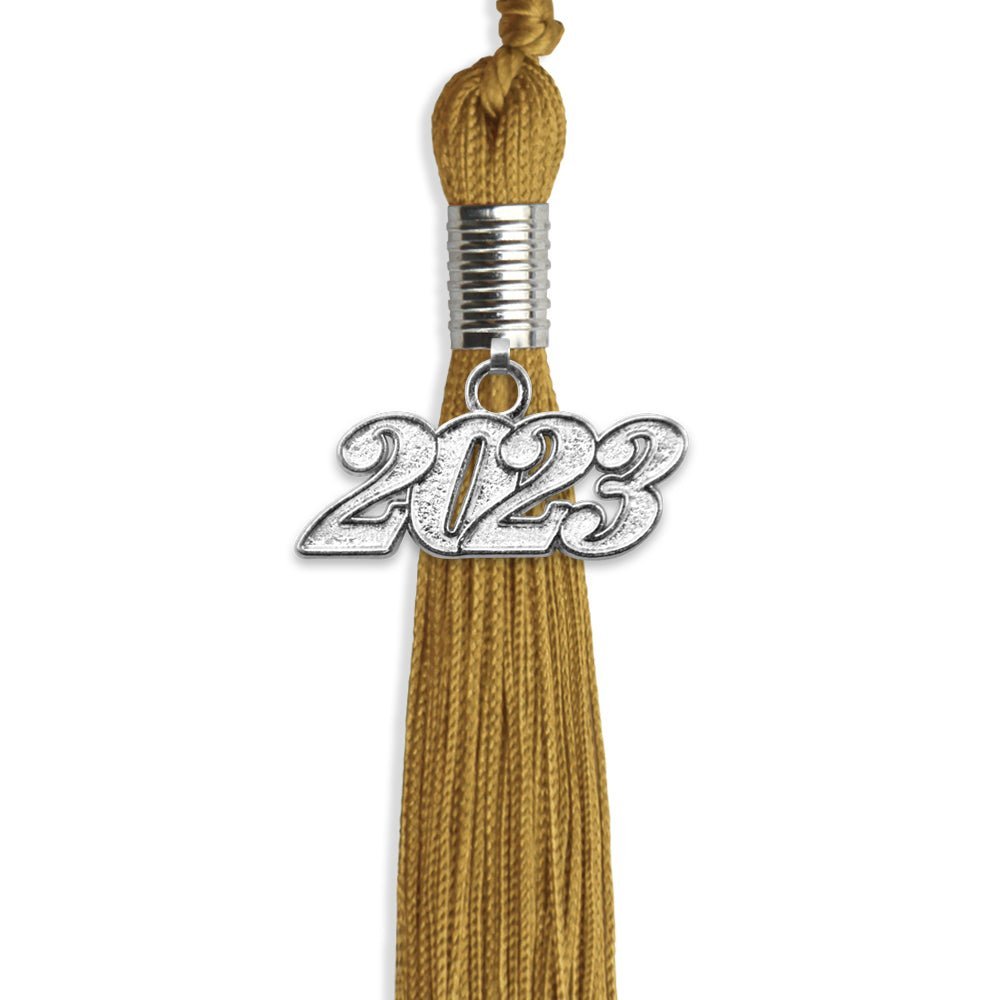 Antique Gold Graduation Tassel With Silver Date Drop - Endea Graduation