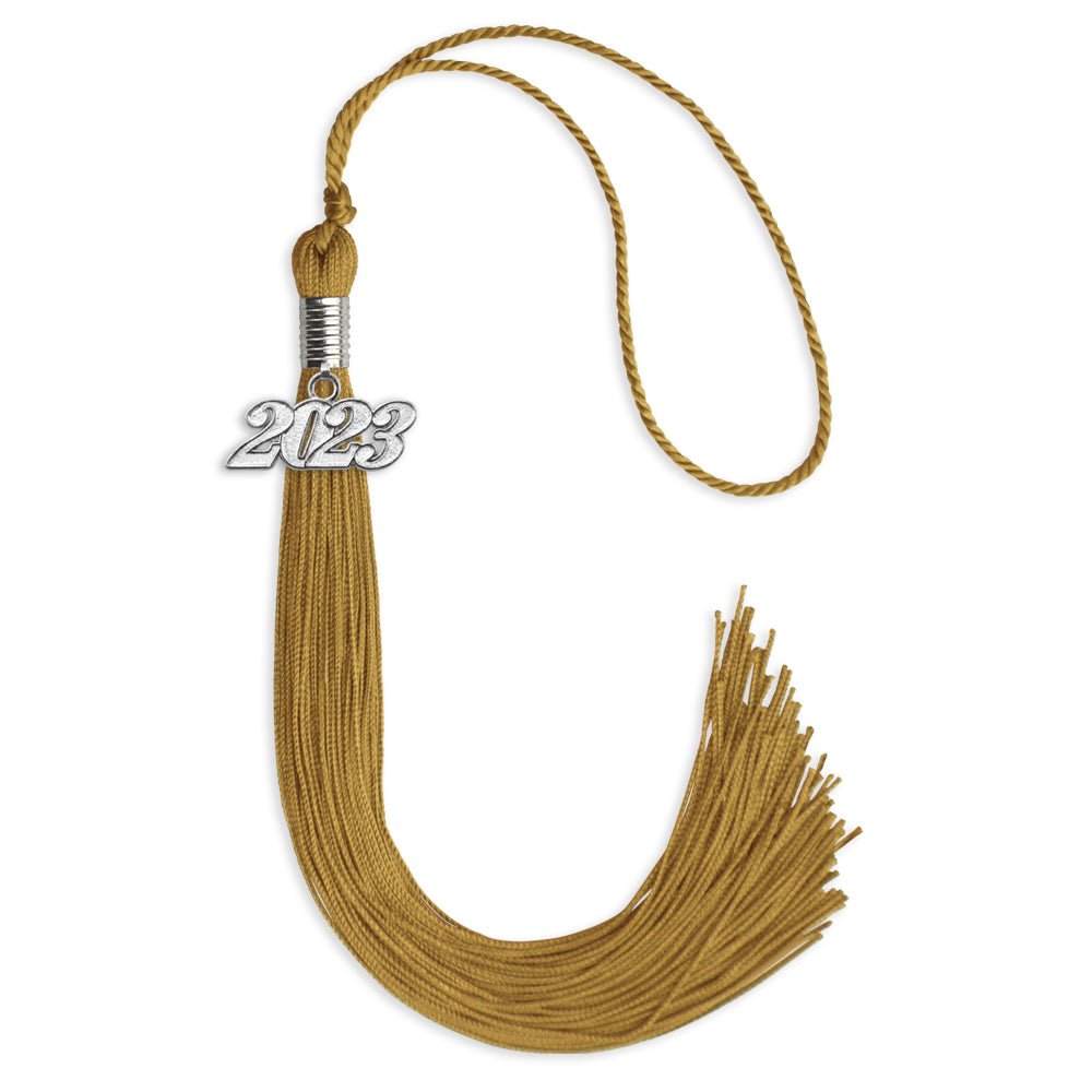 Antique Gold Graduation Tassel With Silver Date Drop - Endea Graduation