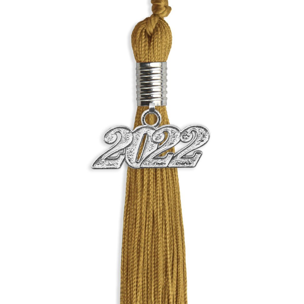 Antique Gold Graduation Tassel With Silver Date Drop - Endea Graduation