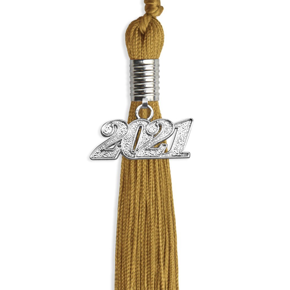 Antique Gold Graduation Tassel With Silver Date Drop - Endea Graduation