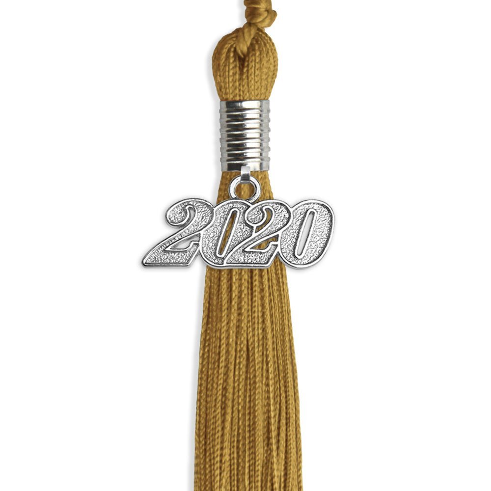 Antique Gold Graduation Tassel With Silver Date Drop - Endea Graduation