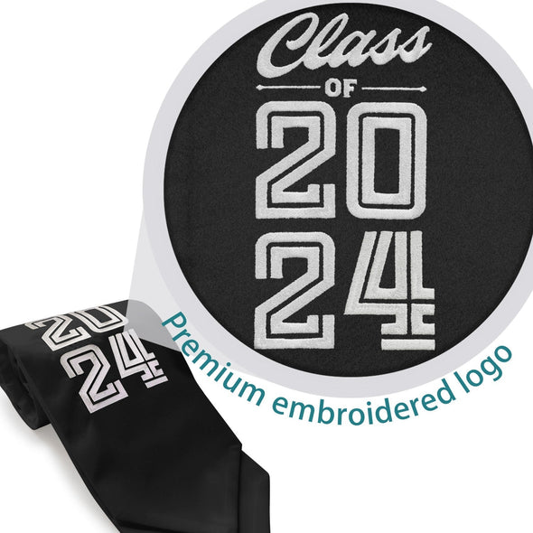 Black Class of 2024 Graduation Stole/Sash With Classic Tips - Endea Graduation