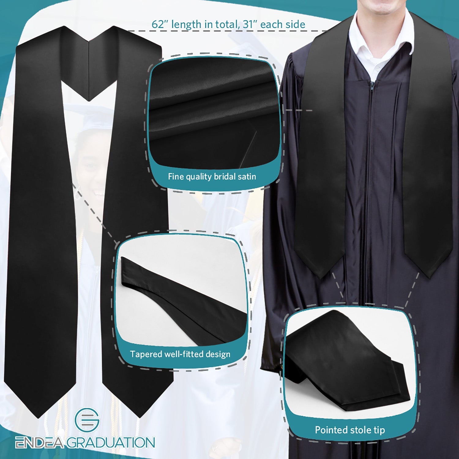 Black Graduation Stole - Endea Graduation