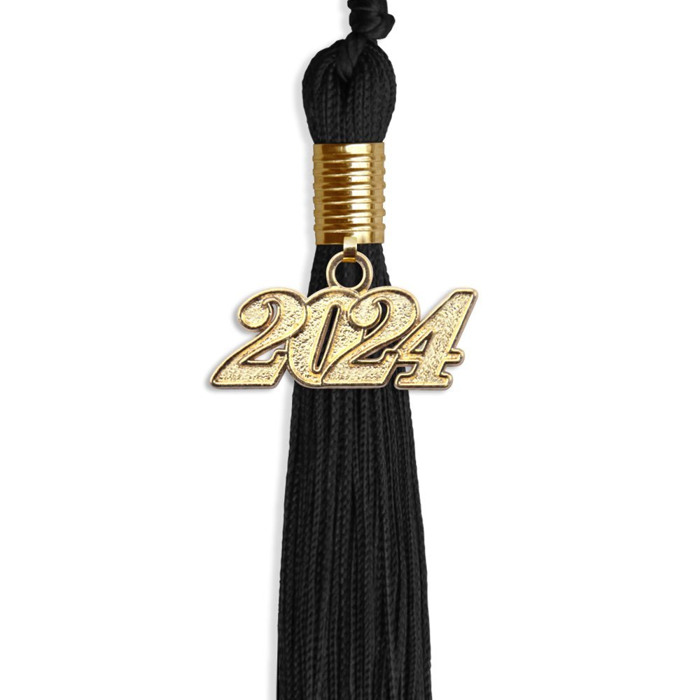 Black Graduation Tassel With Gold Date Drop - Endea Graduation