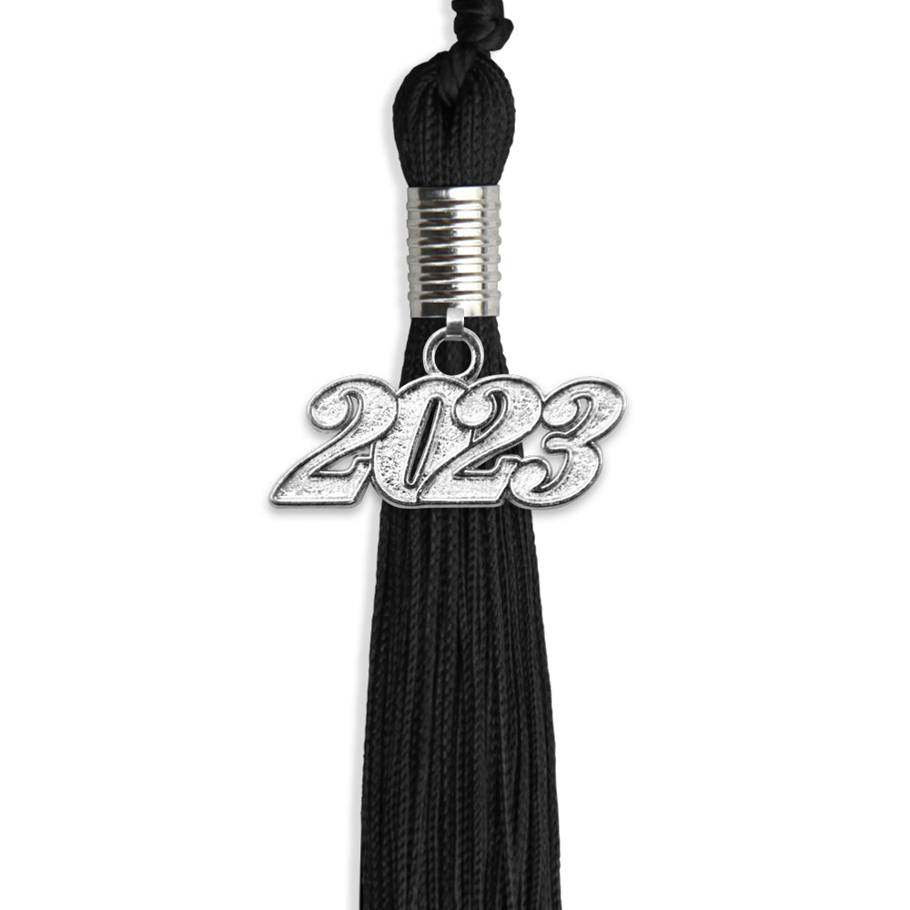 Black Graduation Tassel With Silver Date Drop - Endea Graduation