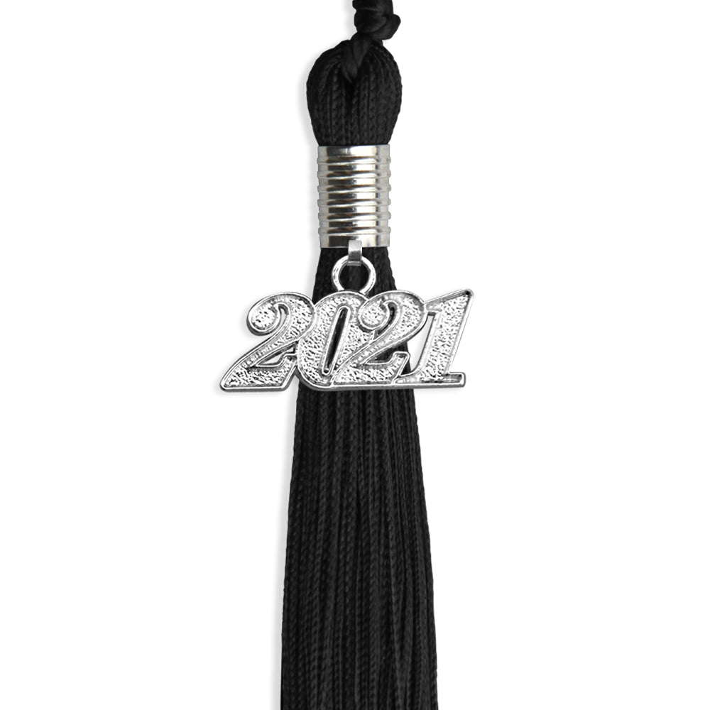 Black Graduation Tassel With Silver Date Drop - Endea Graduation