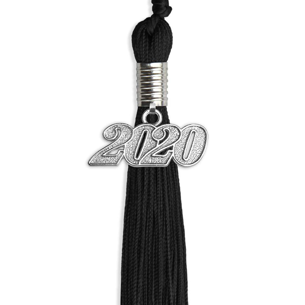 Black Graduation Tassel With Silver Date Drop - Endea Graduation