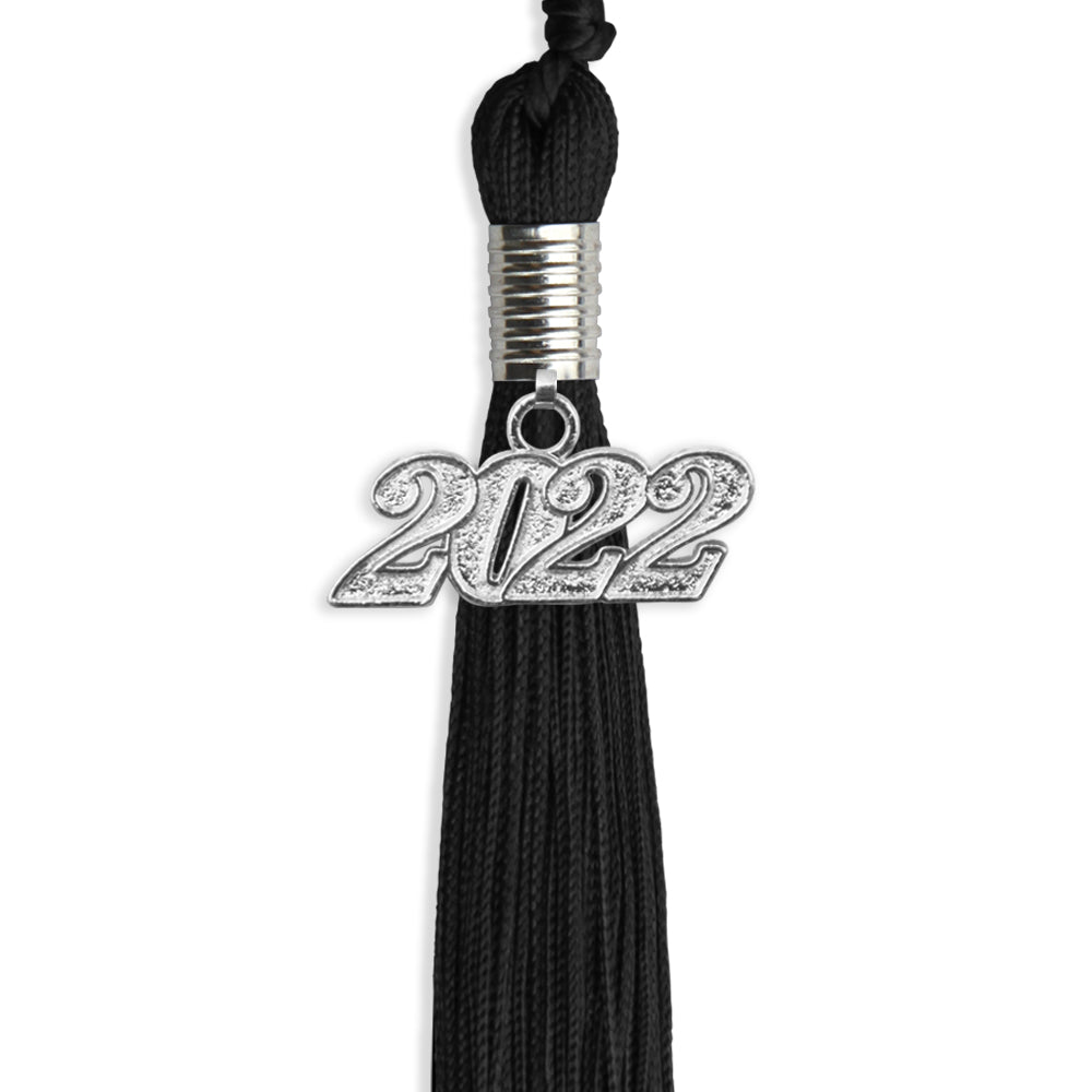 Black Graduation Tassel With Silver Date Drop - Endea Graduation