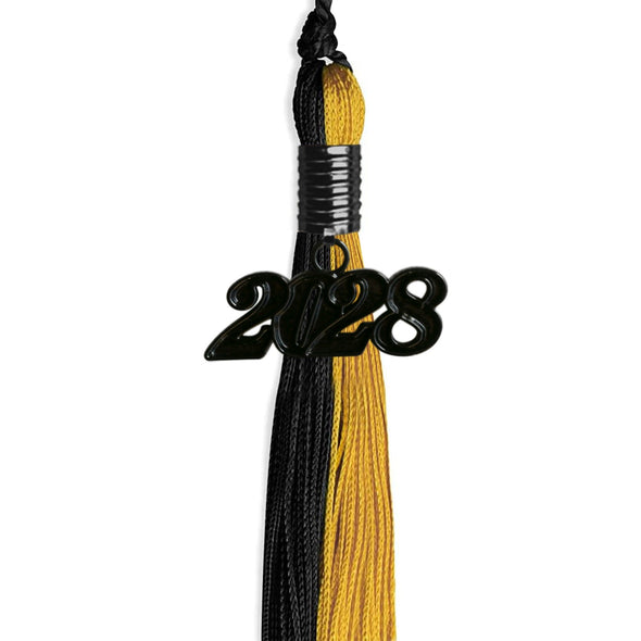 Black/Bright Gold Graduation Tassel With Black Date Drop - Endea Graduation