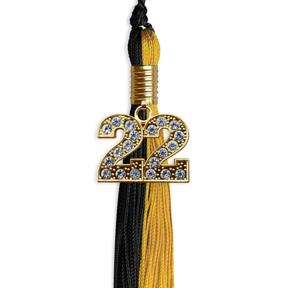 Black/Bright Gold Graduation Tassel With Gold Date Drop - Endea Graduation