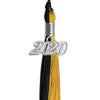 Black/Bright Gold Graduation Tassel With Silver Date Drop - Endea Graduation