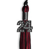 Black/Cardinal Mixed Color Graduation Tassel With Black Date Drop - Endea Graduation