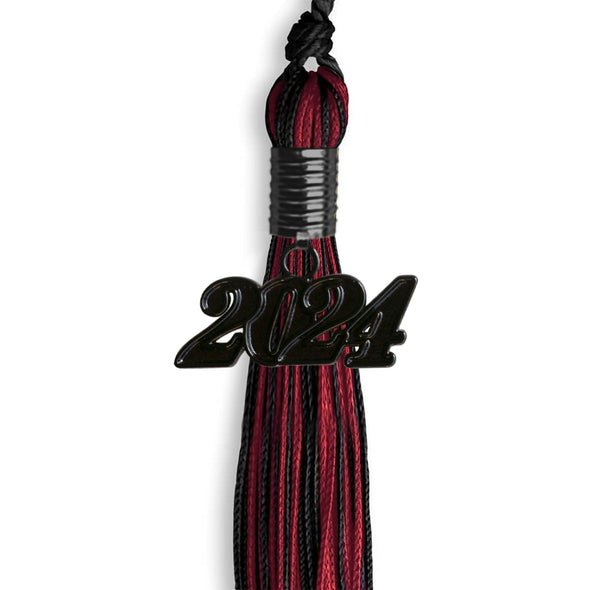 Black/Cardinal Mixed Color Graduation Tassel With Black Date Drop - Endea Graduation