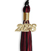 Black/Cardinal Mixed Color Graduation Tassel With Gold Date Drop - Endea Graduation