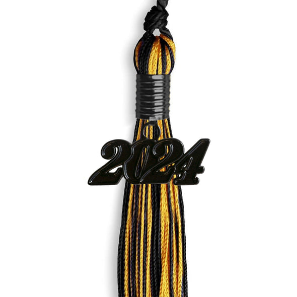 Black/Gold Mixed Color Graduation Tassel With Black Date Drop - Endea Graduation